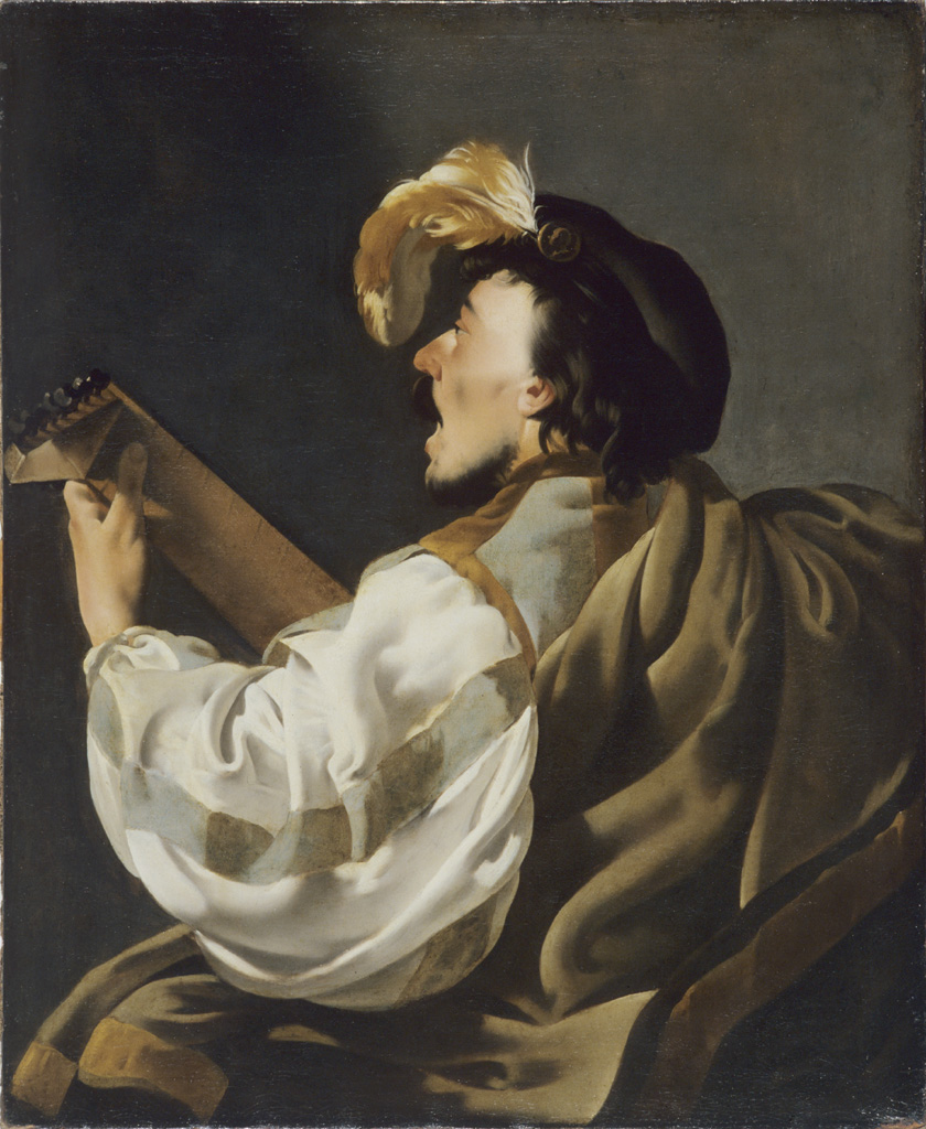 Un chanteur s'accompagnant au luth. Hendrick TER BRUGGHEN. 1624. © Musée des Beaux-Arts-mairie de Bordeaux. Cliché L.Gauthier