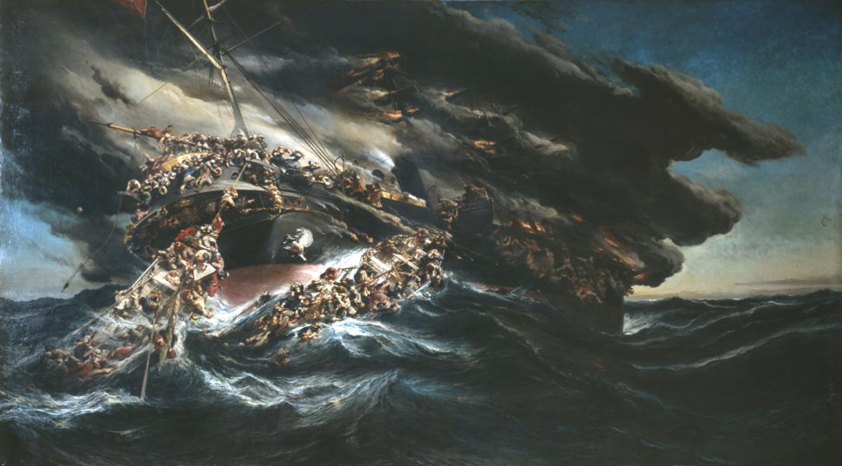 L'Incendie du steamer Austria. Eugène ISABEY.1858. © Musée des Beaux-Arts-mairie de Bordeaux. Cliché L.Gauthier