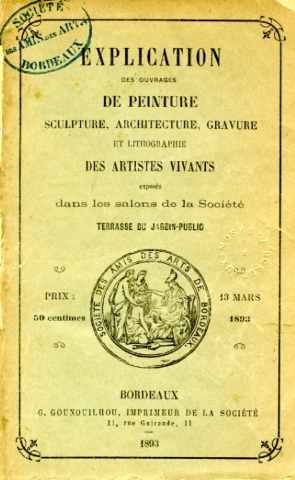 Lien vers le catalogue du salon de la Société des Amis des Arts de Bordeaux, 1893 (c)Documentation musée des Beaux-Arts - Mairie de Bordeaux
