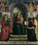 Perugin, le ( dit), Pietro di Cristoforo Vannucci, Vierge à l'Enfant sur le trône entre saint Jérôme, saint Augustin, quatre anges et deux chérubins