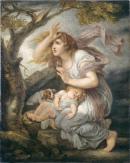 Greuze, jeune fille effrayée par l'orage, 18ème siècle.